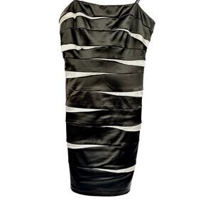 Betsy & Adam black & white strapless cocktail dress size 8